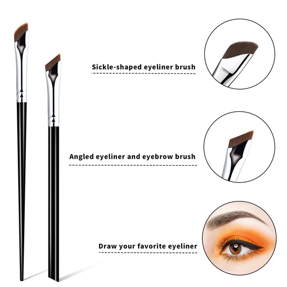 Eyeliner Brush Set, Fine Point, Sickle Ultra Thin Slanted Flat - Picture 3 of 11